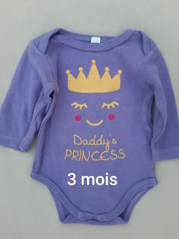 body mauve manches longues fille - princesse - 3 mois