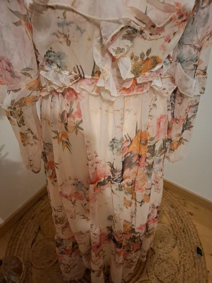 Robe longue rose pâle Fleurie volantée Golden Days taille S 36 - photo numéro 3