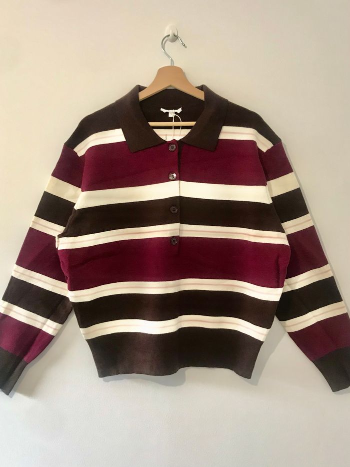 Pull polo maille rayée - style Rétro Chic (TU) - photo numéro 2