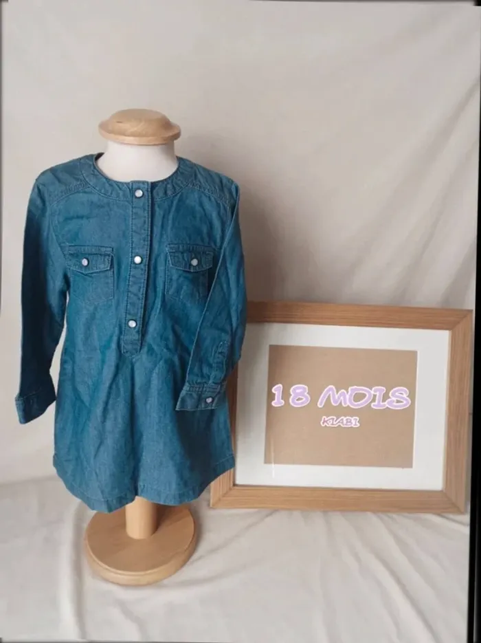 Robe Manches Longues Effet Jean Kiabi - Taille 18 Mois