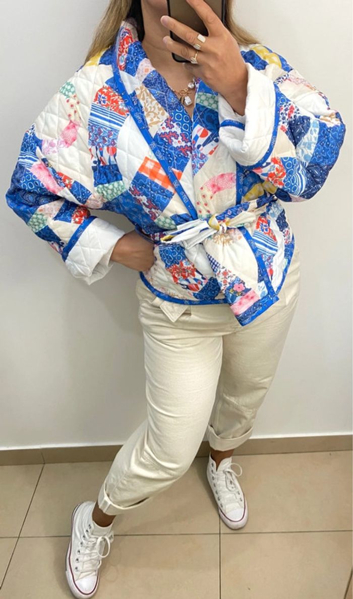 Veste Kimono Matelassé Oversize Idéal Pour La Mi Saison Taille S-M Et Plus - photo numéro 3