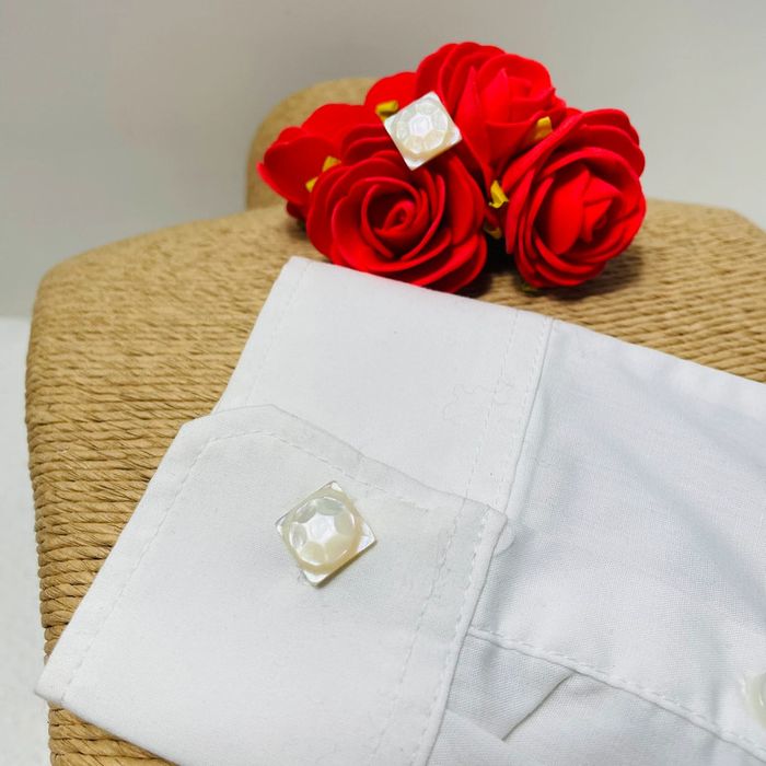 🔥 Modèle Rare. Boutons de manchettes à chaînette. Nacre véritable. Gravure ballon de football. - photo numéro 3