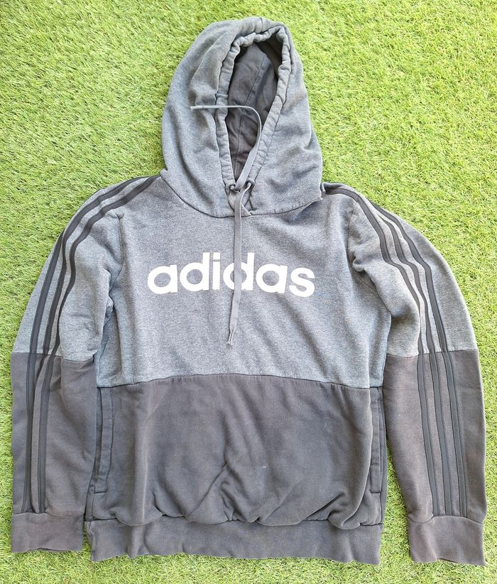 SWEAT A CAPUCHE GRIS/NOIR T.38 - ADIDAS
