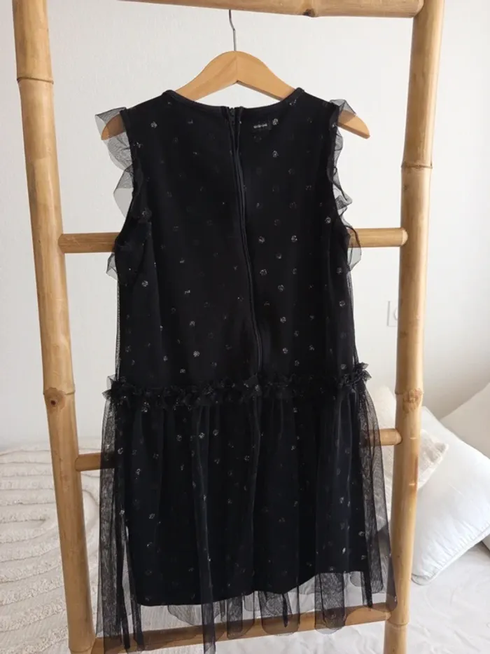 Robe en tulle noire à pois dorés Catimini 8 ans - photo numéro 3