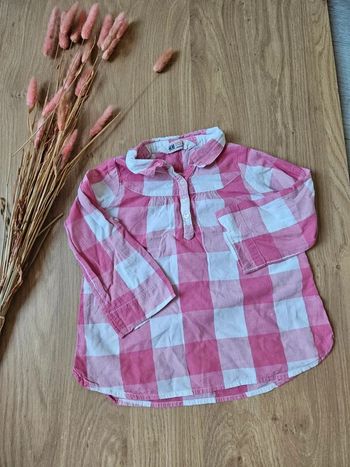 Chemise manches 3/4 à carreaux rose h&m 2 ans
