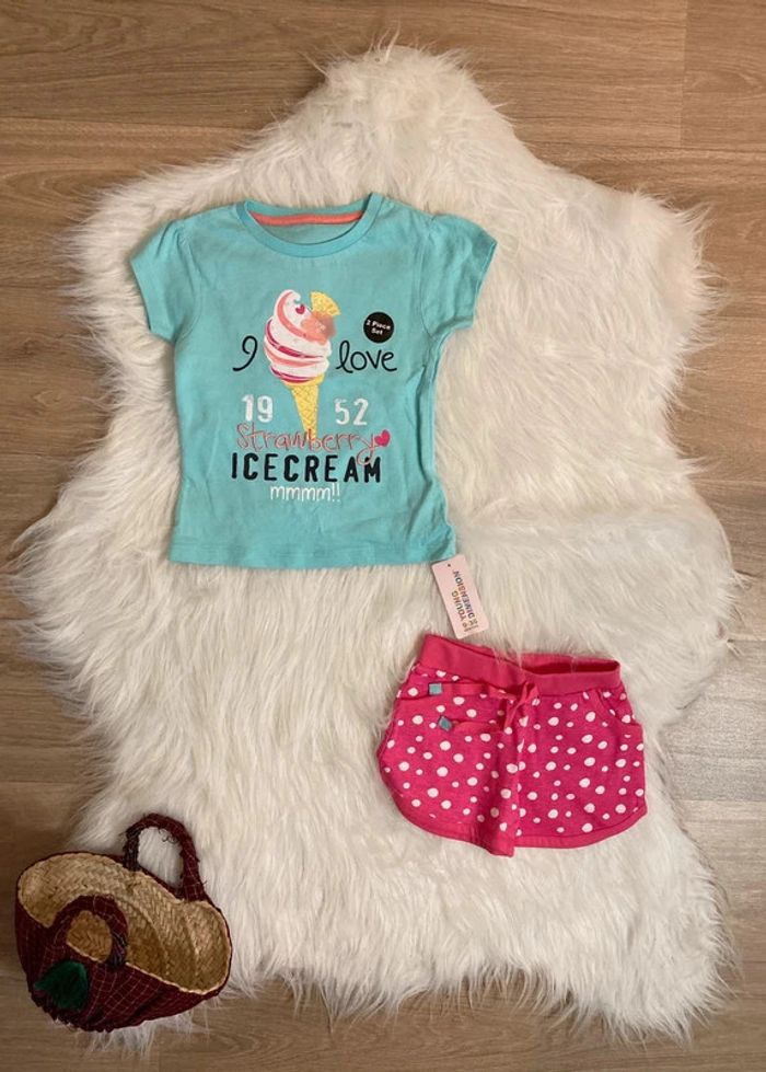 Ensemble teeshirt short Été Fille Primark – tout neuf avec étiquette 18/24 mois (2 ans) - photo numéro 2