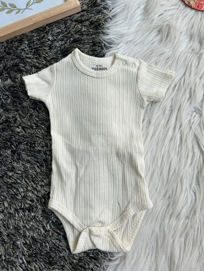Body Bébé 3 Mois - Côtelé Crème/Écru - Manches Courtes - - photo numéro 2