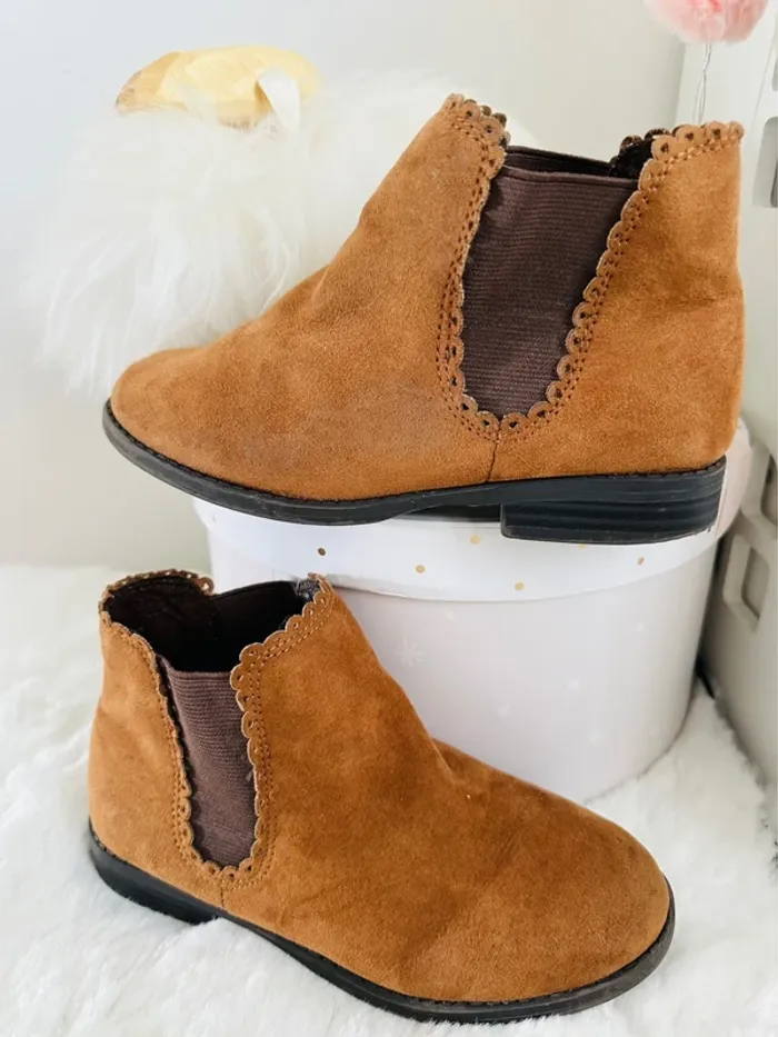 Bottines camel en daim