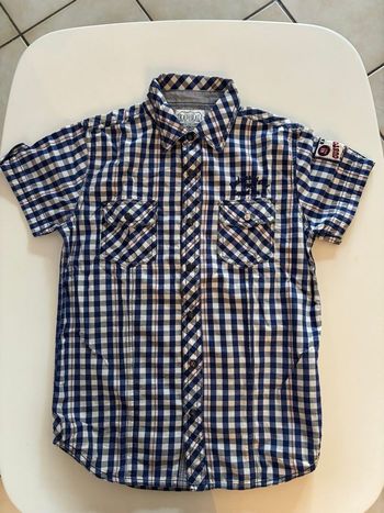 Chemise manches courtes bleu blanche 12ans Kaporal