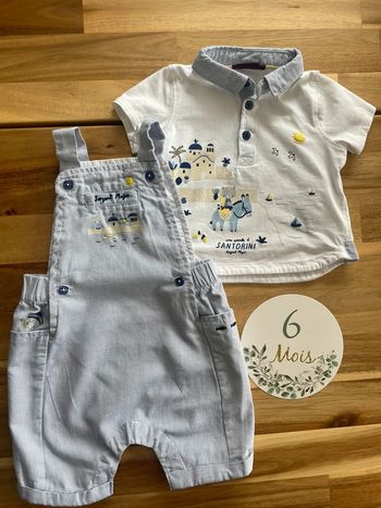 Bel ensemble salopette et polo sergent Major 6 mois