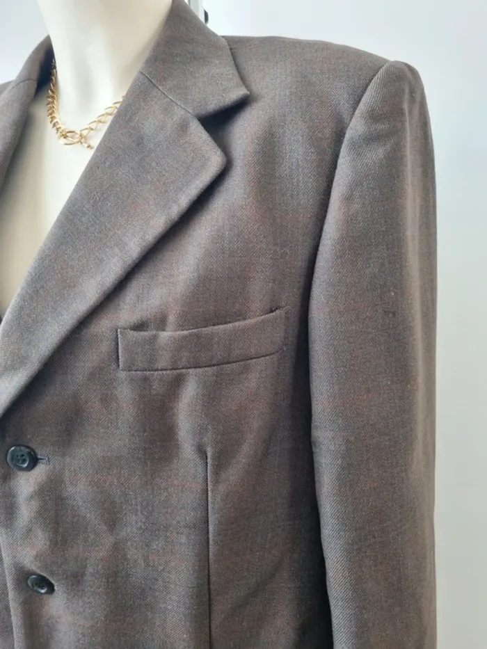 Blazer marron vintage en laine peignée - photo numéro 3
