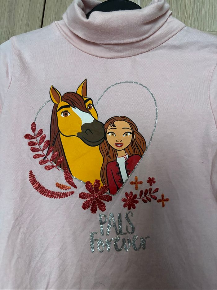 Tee shirt rose cheval SPIRIT t.4ans - photo numéro 2