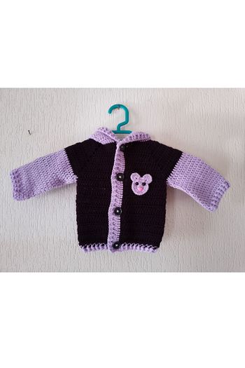 Blouson à Capuche fait main au crochet mixte taille 1 à 3 mois