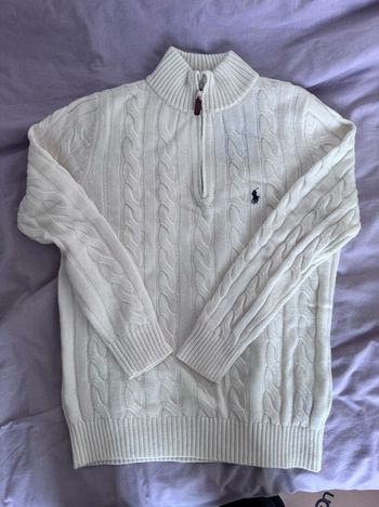 Sweat pull torsadé Ralph Lauren blanc taille L