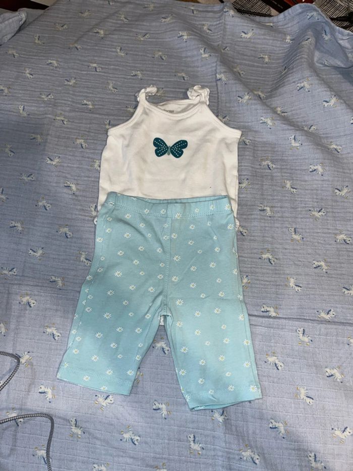 Ensemble body bretelles et legging short 6mois 68cm