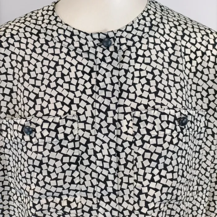 Blouse noir et blanc à carrés vintage old school Lenvol Paris made in france L/42 estimé A330 - photo numéro 7