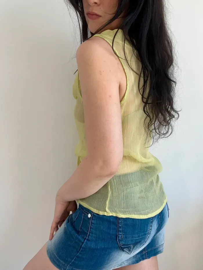 Top y2k vert pastel transparent taille M 🍈 - photo numéro 4
