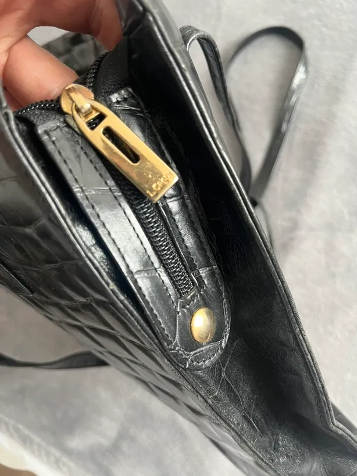 Sac cabas effet croco L.Credi – Élégance noir vintage - photo numéro 4