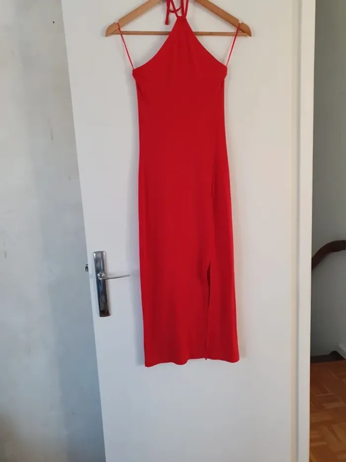 Robe longue cotele dos nu cordon pour tenir