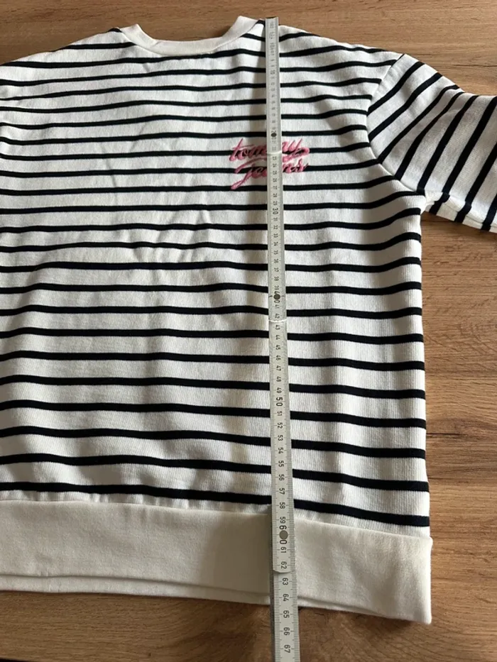 Sweat sans capuche oversize rayé noir marinière tommy jeans XS - photo numéro 10