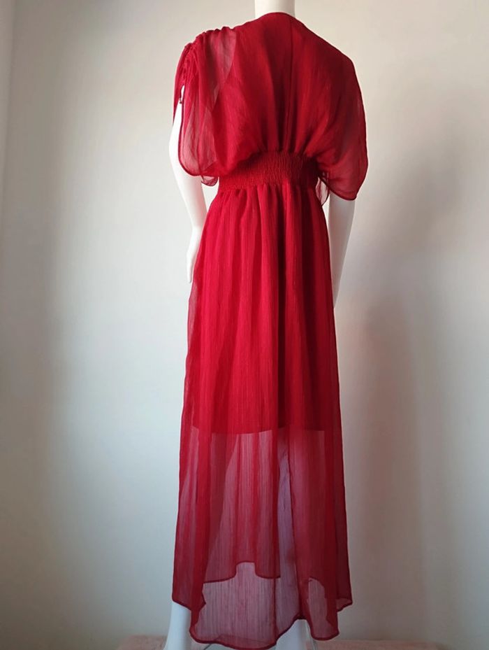 Robe de soirée longue vaporeuse rouge Promod taille 36 - photo numéro 9