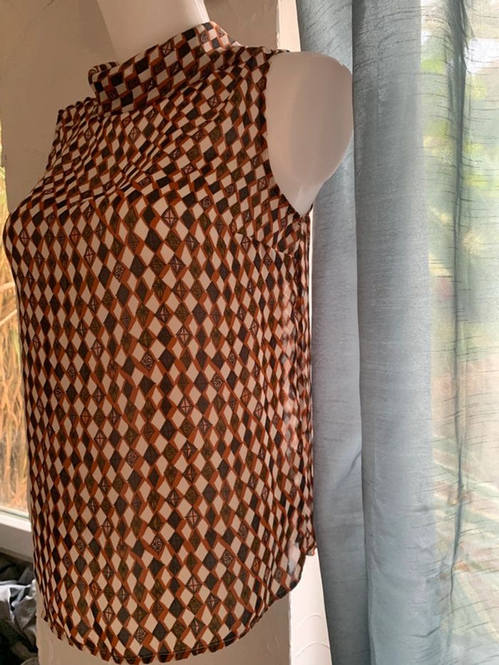 Blouse Monoprix motifs losange taille40 manches courtes - photo numéro 5