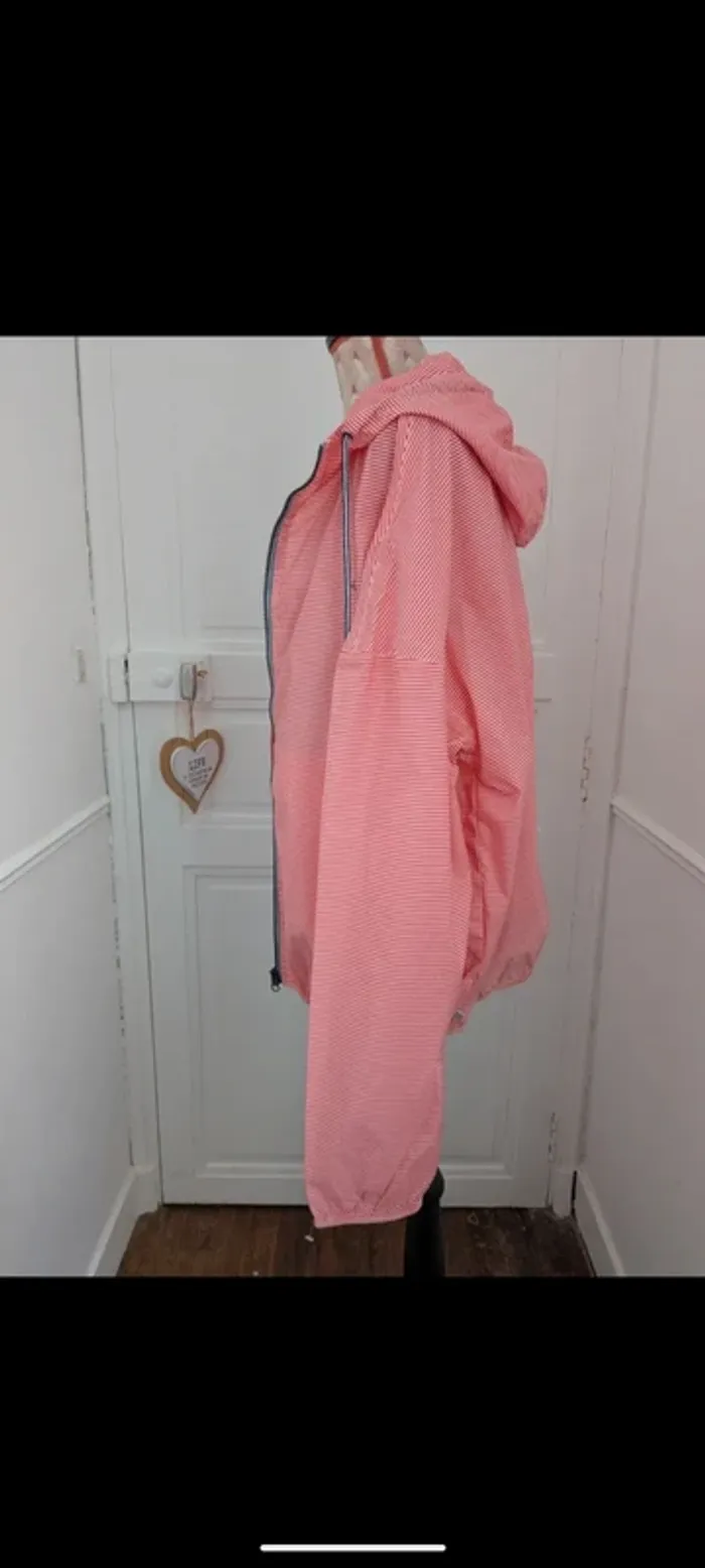 Coupe vent imperméable  rayé rouge et blanc Petit Bateau L - photo numéro 2