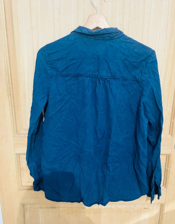 Chemisier manches longues bleu simple basic uni taille S - photo numéro 9