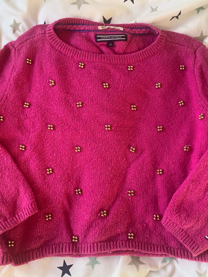 Pull perles 6 ans rose fille tommy hilfiger - photo numéro 2
