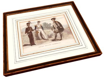 Ancienne gravure à suspendre Costumes Militaires Modernes (1838) D' après Lalaisse  