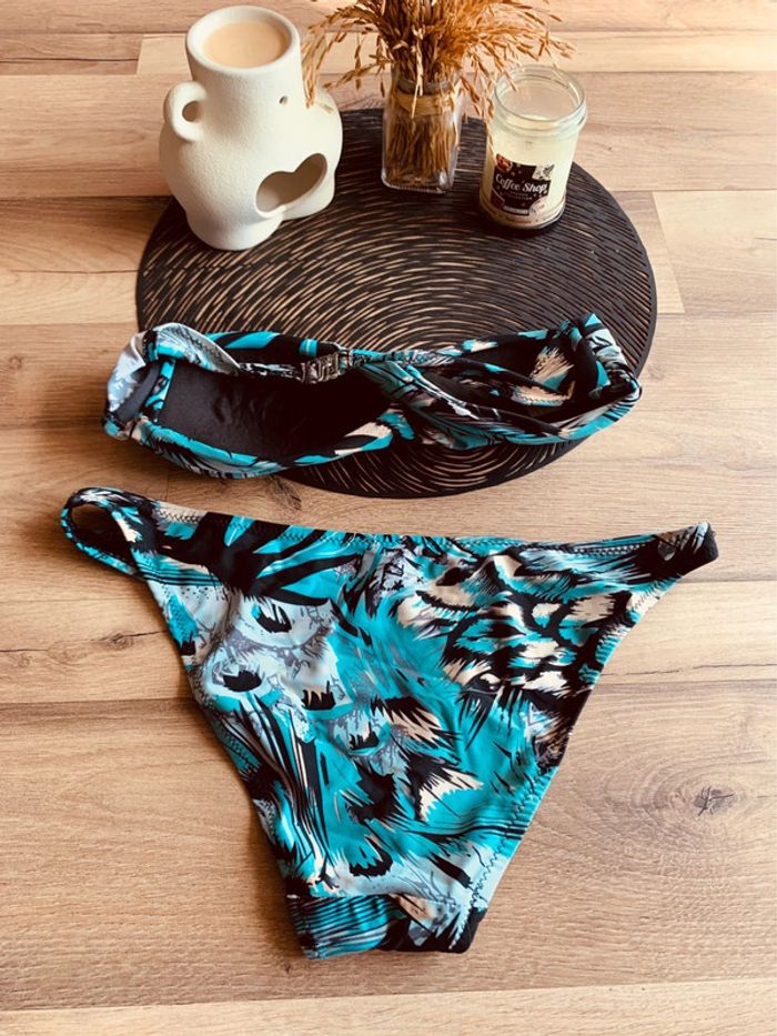 Maillot de bain 2 pièces motif vert femme - Taille M Jennyfer - photo numéro 2