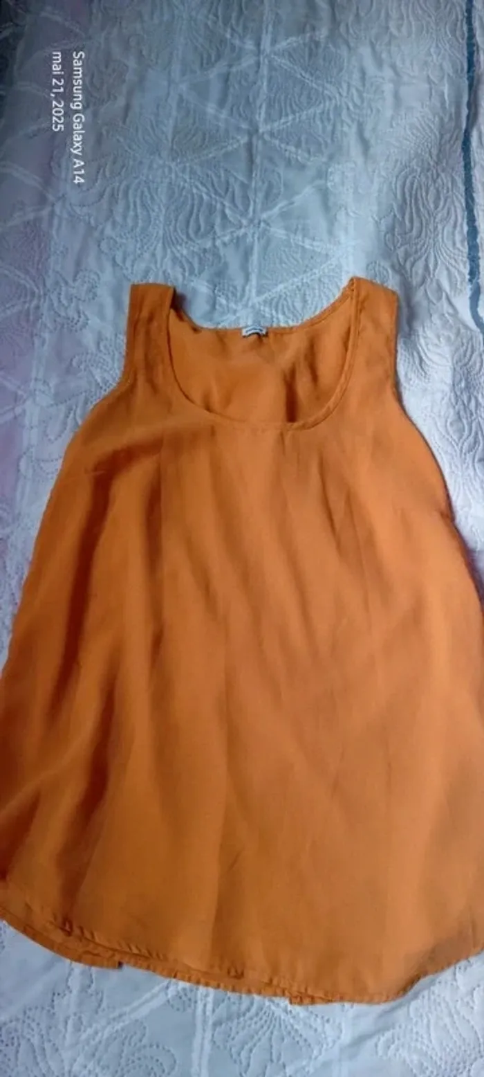 Blouse débardeur longue en voile superposé dos ouvert jaune moutarde femme M pimkie - photo numéro 10
