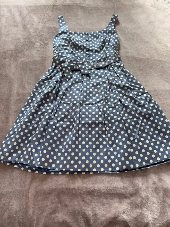 Robe bleue à pois blanc femme taille 42 Sinéquanone en très bon état. - photo numéro 6