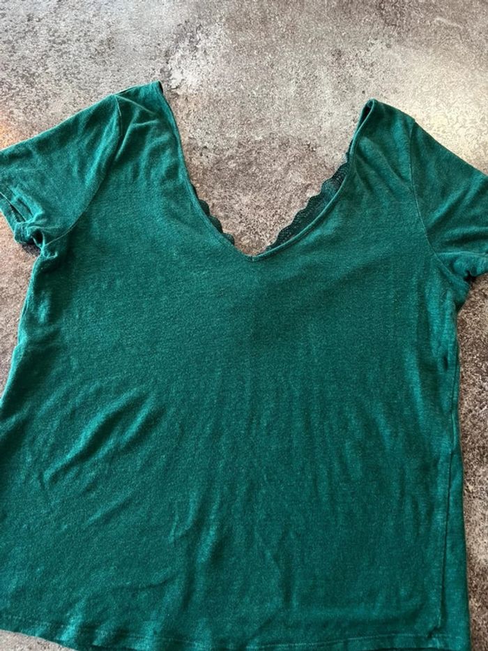 T shirt lin vert femme Sezane taille L Women green linen Grünes Leinen Damen donna lino verde - photo numéro 2