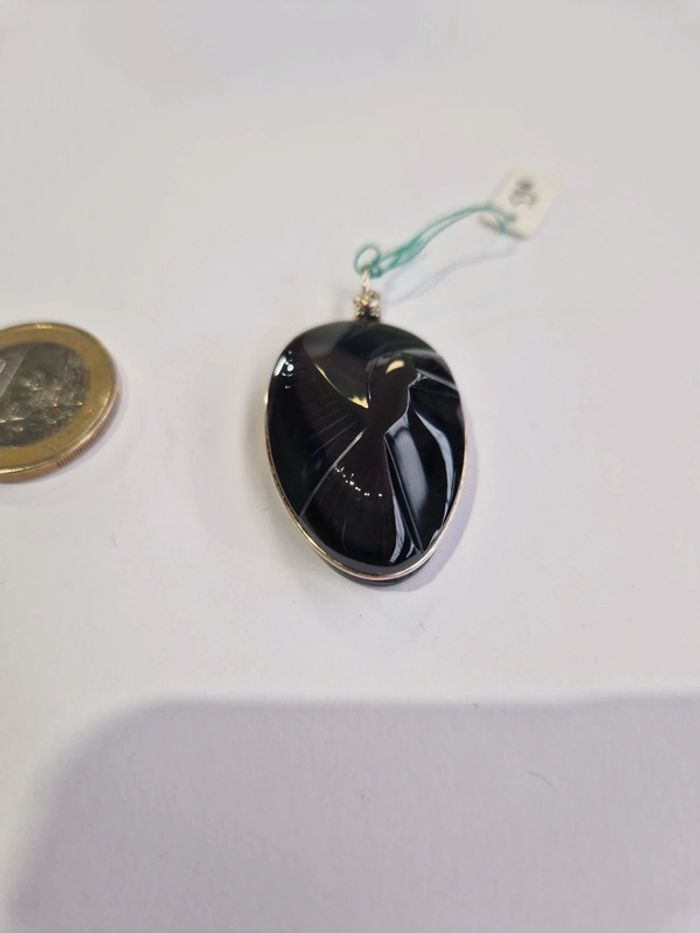 Pendentif obsidienne arc en ciel colombe Mexique - photo numéro 3