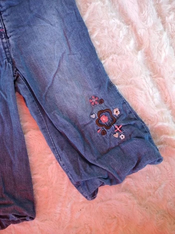 Pantalon doublé style jeans Fille 12 mois Fleurs Gémo 100% coton - photo numéro 6
