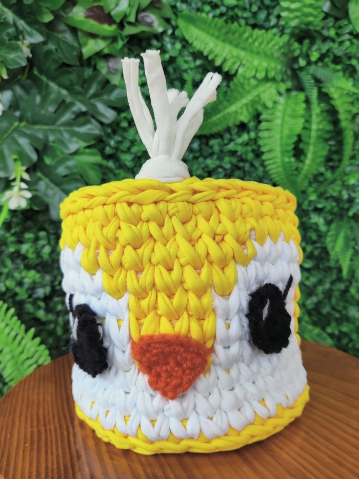 Panier au crochet en Trapilho "poussin"