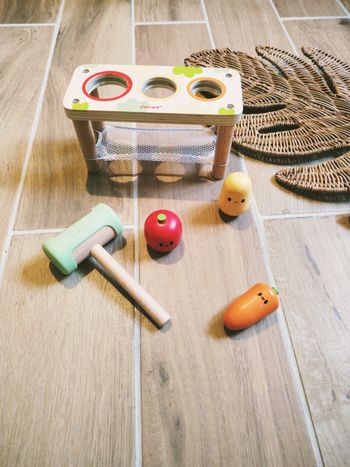 🥕Jeu de motricité - Tape tape martellement en bois - Mon potager rigolo -marque Janod 