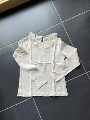 T shirt manches longues col dentelle