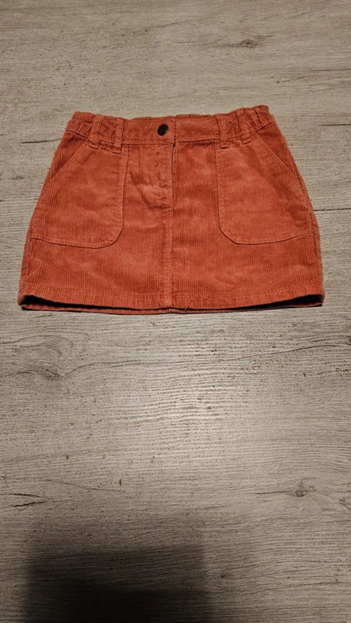 Jupe courte brun orangé, ajustable à la taille, en velour cotelé, Tape à l Oeil, 5 ans