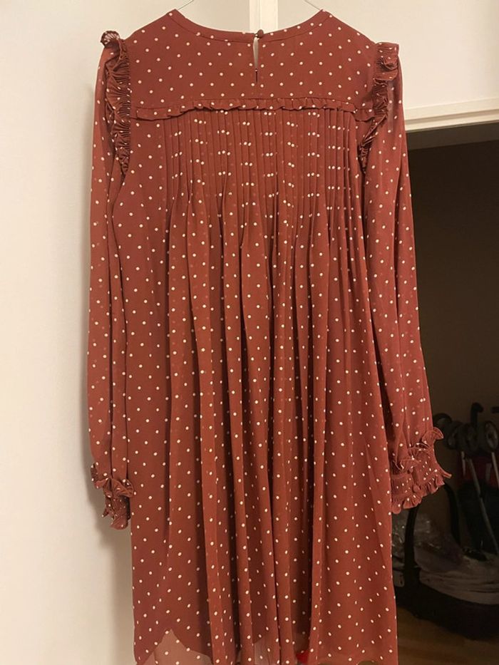 Robe Sézane Ève moka a pois T. 38 neuve - photo numéro 3