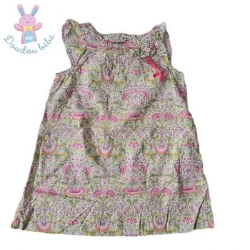 Robe à fleurs rose kaki bébé fille 12 Mois été Jacadi
