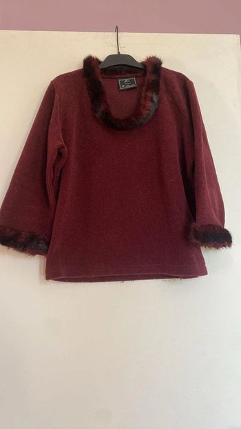 Pull bordeau avec moumoute - St Michel - Taille S