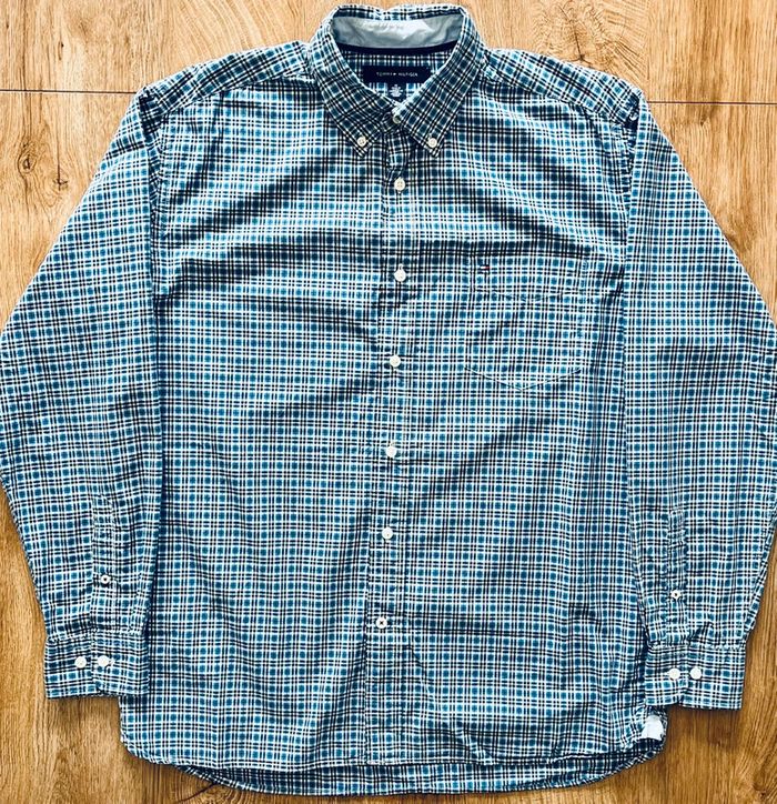 Chemise à manches longues à carreaux pour homme Tommy Hilfiger (logo brodé), taille M - photo numéro 2