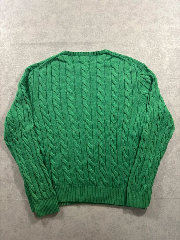 Pull Torsadé Ralph Lauren Vert logo brodé bleu Taille XL - photo numéro 6