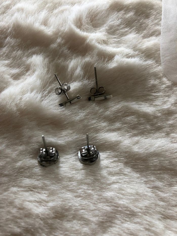 Boucles d’oreilles Victoria - Duo acier rondes et barres - photo numéro 3