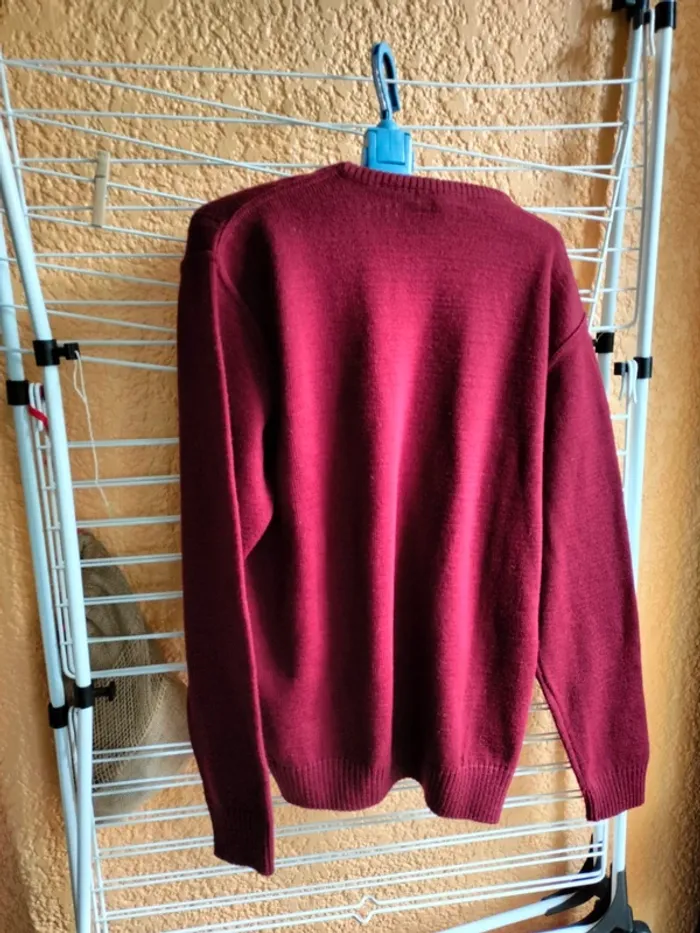 Pull homme T 4 en laine bordeaux - photo numéro 7
