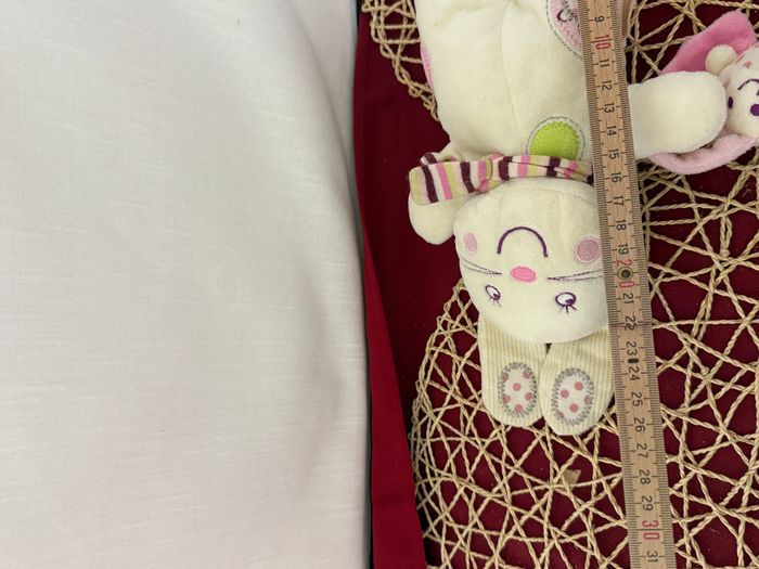 Doudou NICOTOY LAPIN ECRU ROSE PAPILLON ECHARPE RAYEE ROND - photo numéro 4