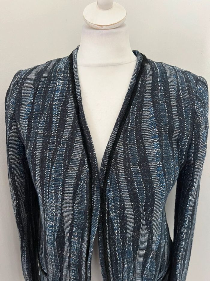Veste rayée bleu gris ikks M - photo numéro 3
