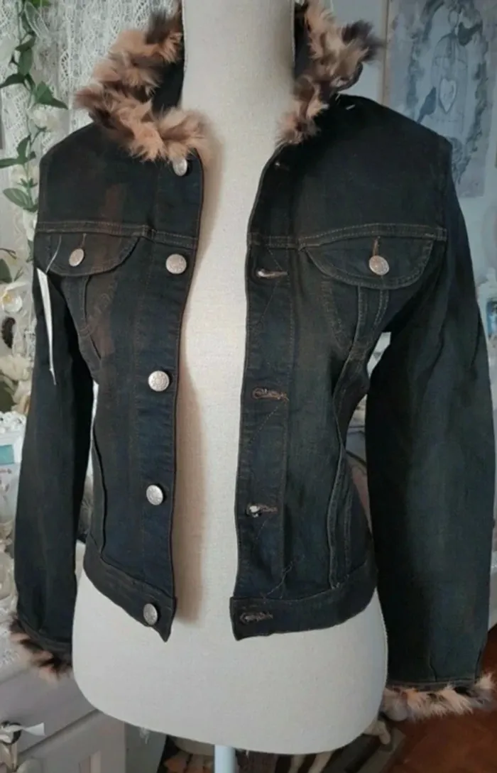 Veste en jeans noire Alliska Jeans Taille M Neuve